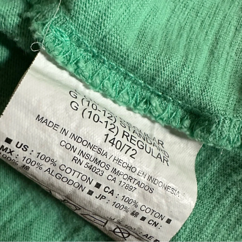 Old Navy Boys Unisex Kids Short Sleeve V Neck T Shirt Bright Green Slub Cotton L